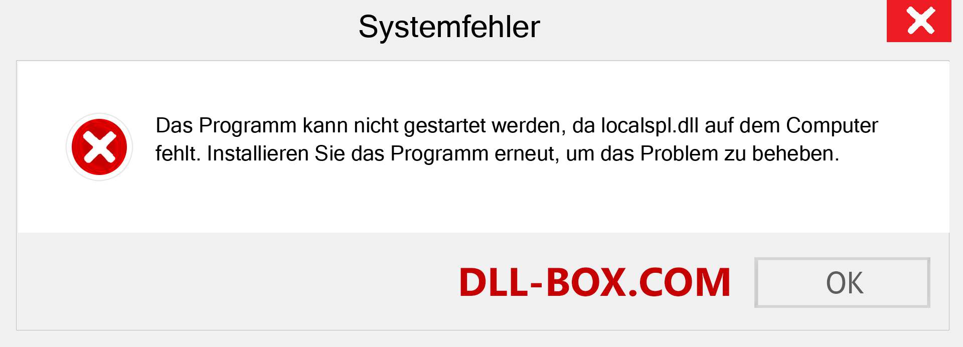 localspl.dll-Datei fehlt?. Download für Windows 7, 8, 10 - Fix localspl dll Missing Error unter Windows, Fotos, Bildern